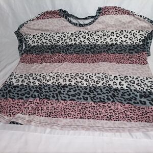 Leopard Stripe Sleeveless Top in Pink, Gray, White